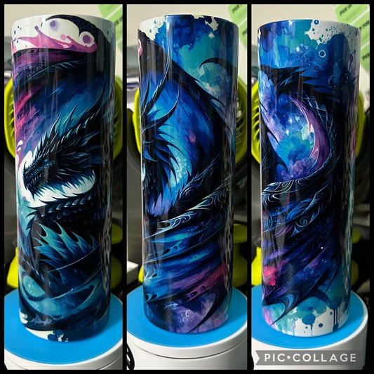 Blue And Purple Dragon 20oz Glossy Sublimation Tumbler